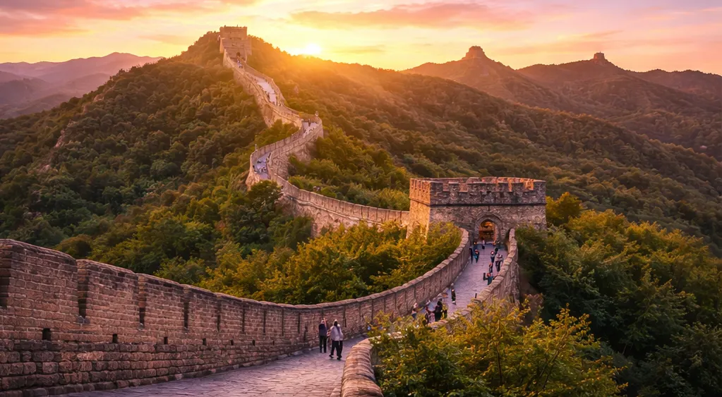 China's landmarks at sunset