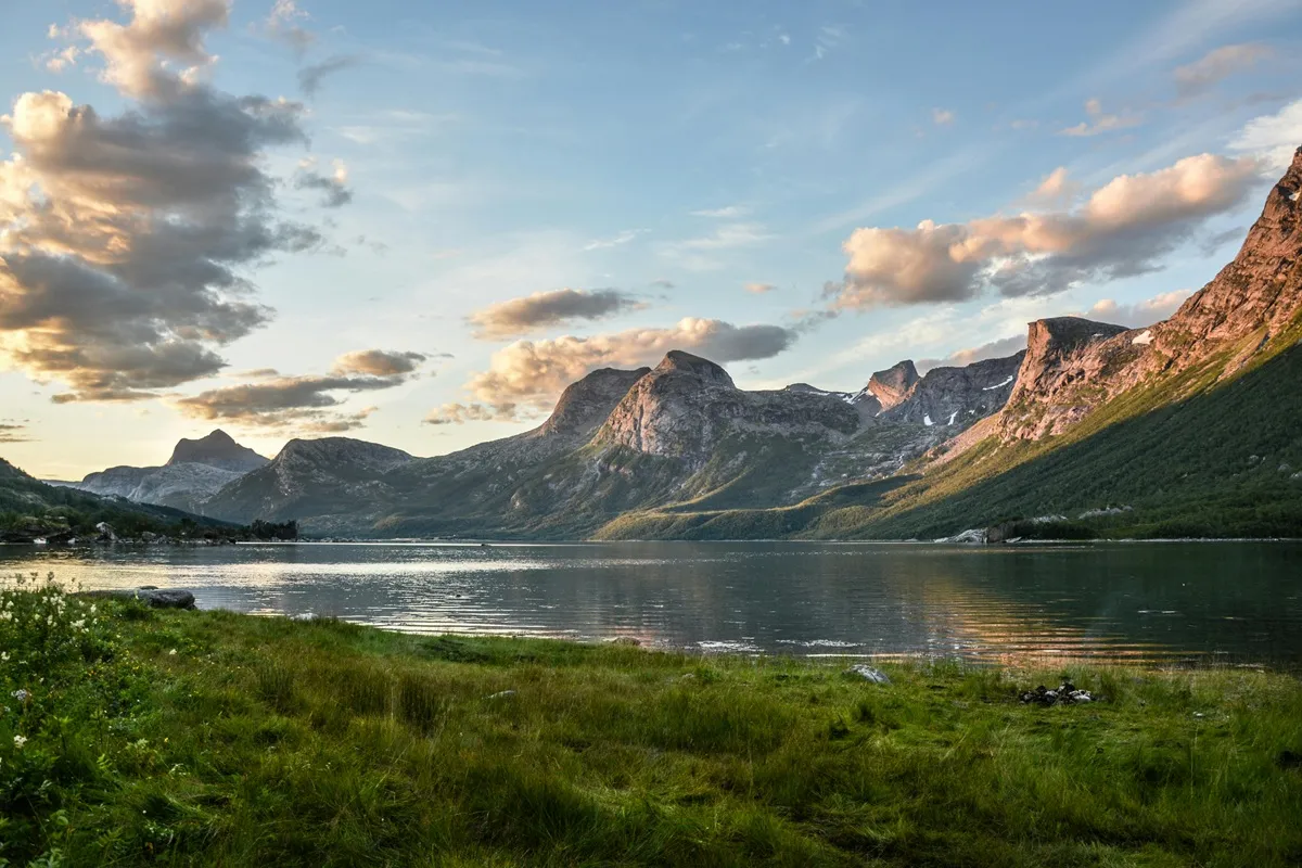 Mountain and Lake at Sunset norway